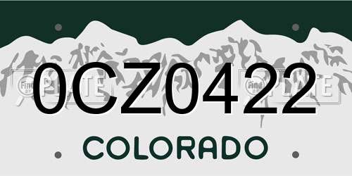0CZ0422 Colorado License Plate