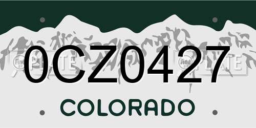 0CZ0427 Colorado License Plate