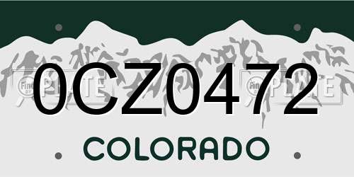 0CZ0472 Colorado License Plate