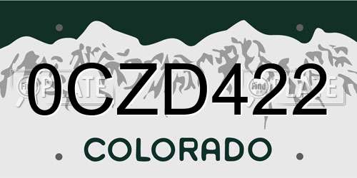 0CZD422 Colorado License Plate