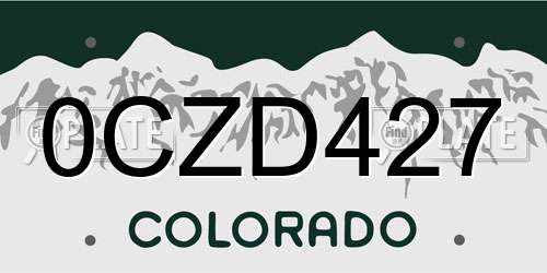 0CZD427 Colorado License Plate