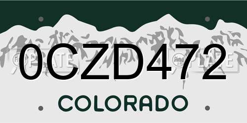 0CZD472 Colorado License Plate