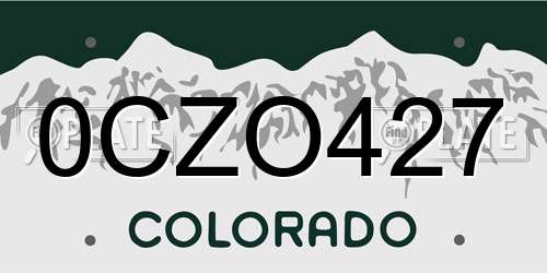 0CZO427 Colorado License Plate