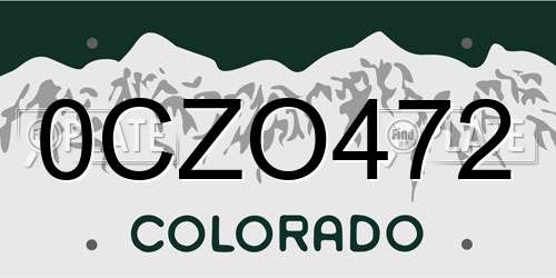 0CZO472 Colorado License Plate