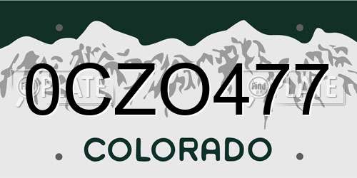 0CZO477 Colorado License Plate