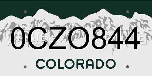 0CZO844 Colorado License Plate