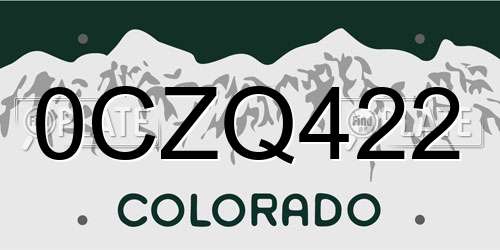 0CZQ422 Colorado License Plate