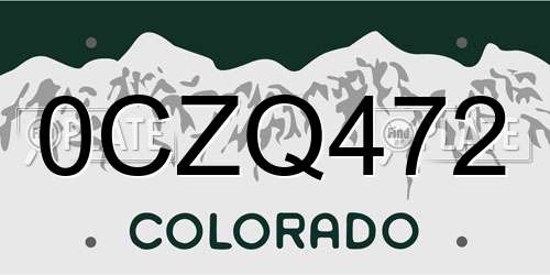 0CZQ472 Colorado License Plate
