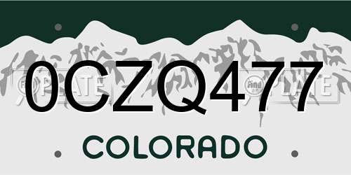 0CZQ477 Colorado License Plate