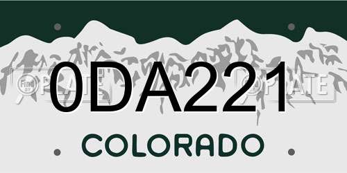 0DA221 Colorado License Plate
