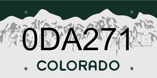 0DA271 Colorado License Plate