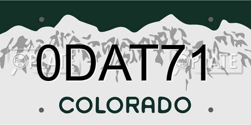 0DAT71 Colorado License Plate