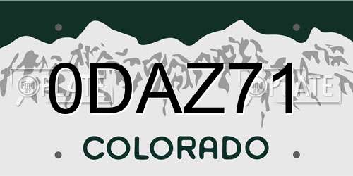 0DAZ71 Colorado License Plate