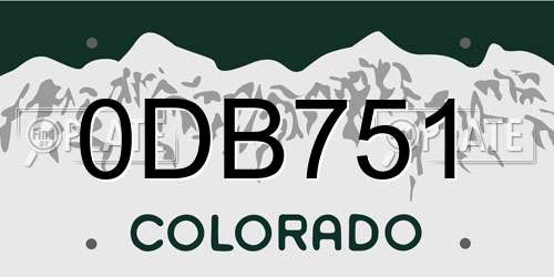 0DB751 Colorado License Plate