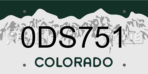 0DS751 Colorado License Plate