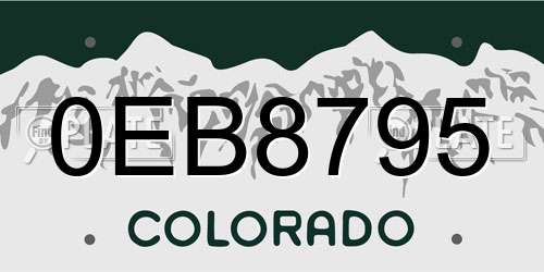 0EB8795 Colorado License Plate