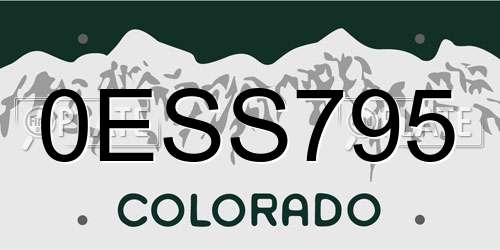 0ESS795 Colorado License Plate
