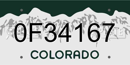 0F34167 Colorado License Plate
