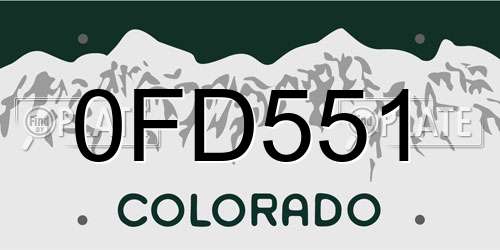 0FD551 Colorado License Plate