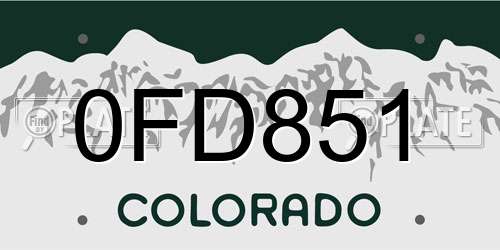 0FD851 Colorado License Plate