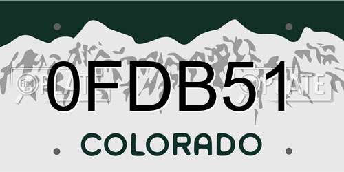 0FDB51 Colorado License Plate