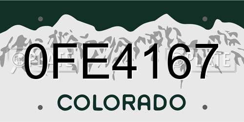 0FE4167 Colorado License Plate
