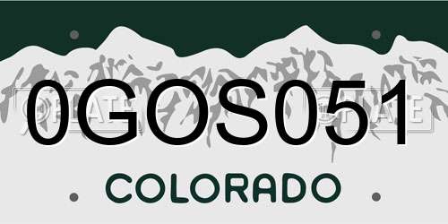 0GOS051 Colorado License Plate