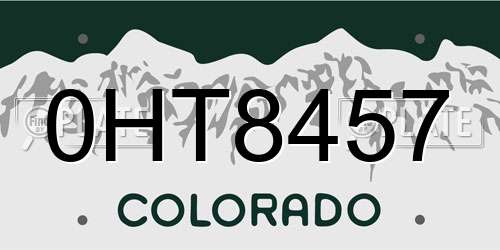 0HT8457 Colorado License Plate