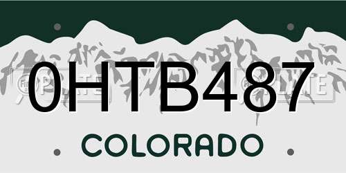 0HTB487 Colorado License Plate