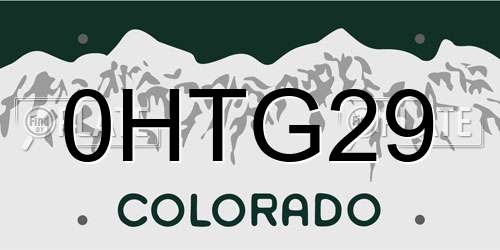 0HTG29 Colorado License Plate