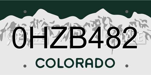 0HZB482 Colorado License Plate