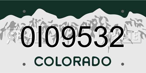 0I09532 Colorado License Plate