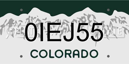 0IEJ55 Colorado License Plate