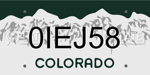 0IEJ58 Colorado License Plate