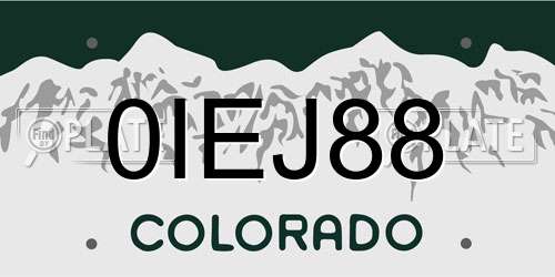 0IEJ88 Colorado License Plate