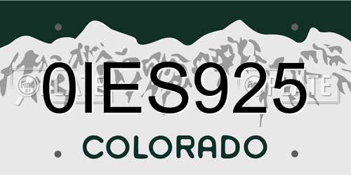 0IES925 Colorado License Plate