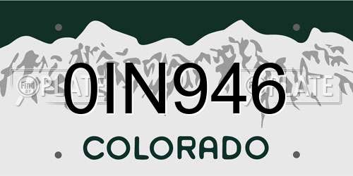 0IN946 Colorado License Plate