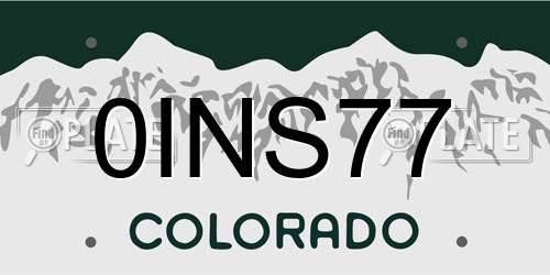 0INS77 Colorado License Plate