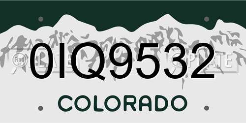 0IQ9532 Colorado License Plate