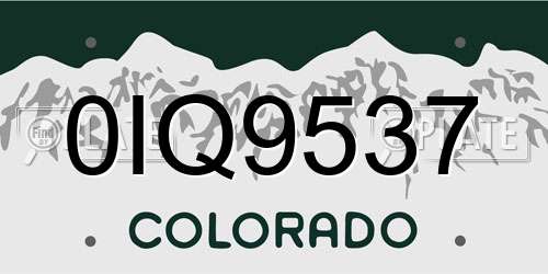 0IQ9537 Colorado License Plate