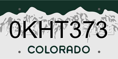 0KHT373 Colorado License Plate