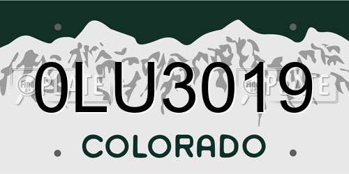0LU3019 Colorado License Plate