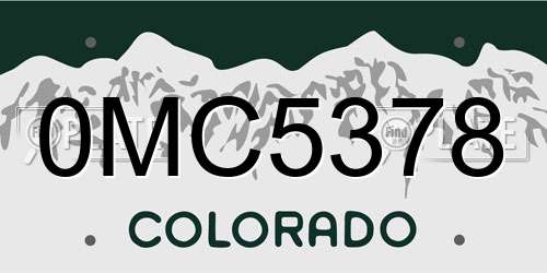 0MC5378 Colorado License Plate