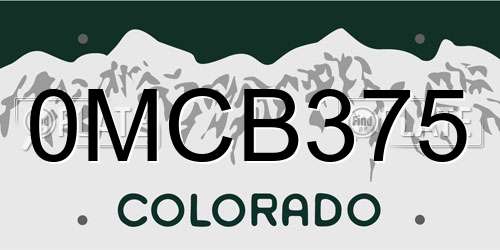 0MCB375 Colorado License Plate
