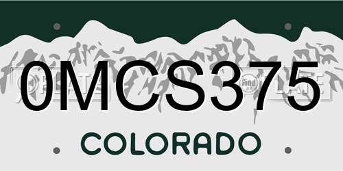 0MCS375 Colorado License Plate