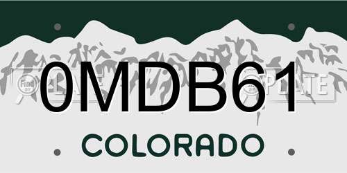 0MDB61 Colorado License Plate