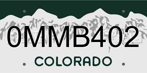 0MMB402 Colorado License Plate