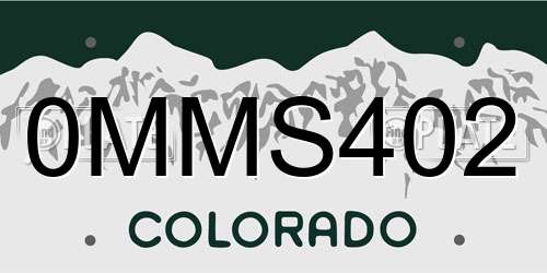 0MMS402 Colorado License Plate