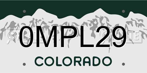 0MPL29 Colorado License Plate