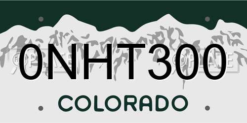 0NHT300 Colorado License Plate